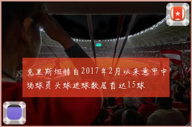 克里斯坦特自2017年2月以来意甲中场球员头球进球数居首达15球